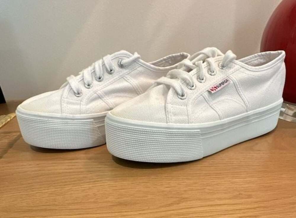Superga 2790 Acotw Linea Up and Down White Canvas Platform Sneakers Size 38 / 7.
